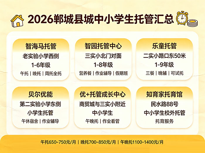 2026郸城县城中小学生托管汇总